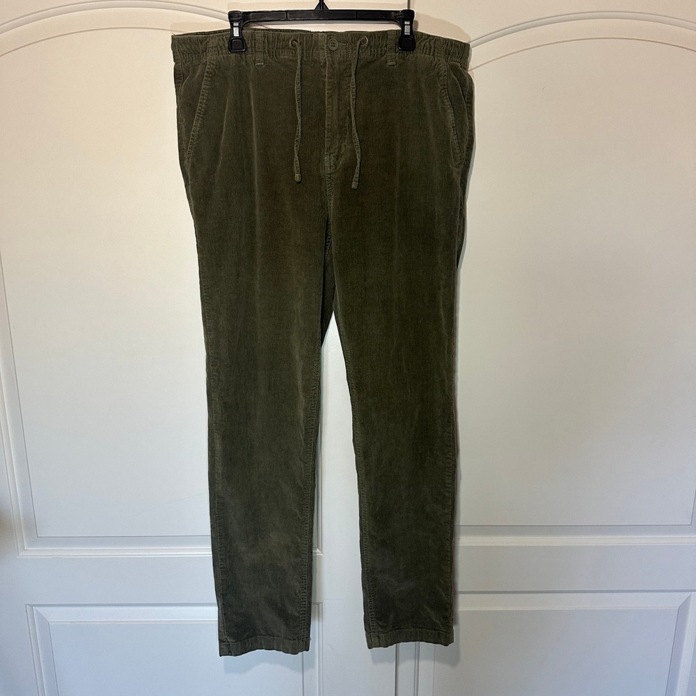 Peter Christian Corduroy‎ Pants Mens 40/34 Olive Green Drawstring Waist Neutral